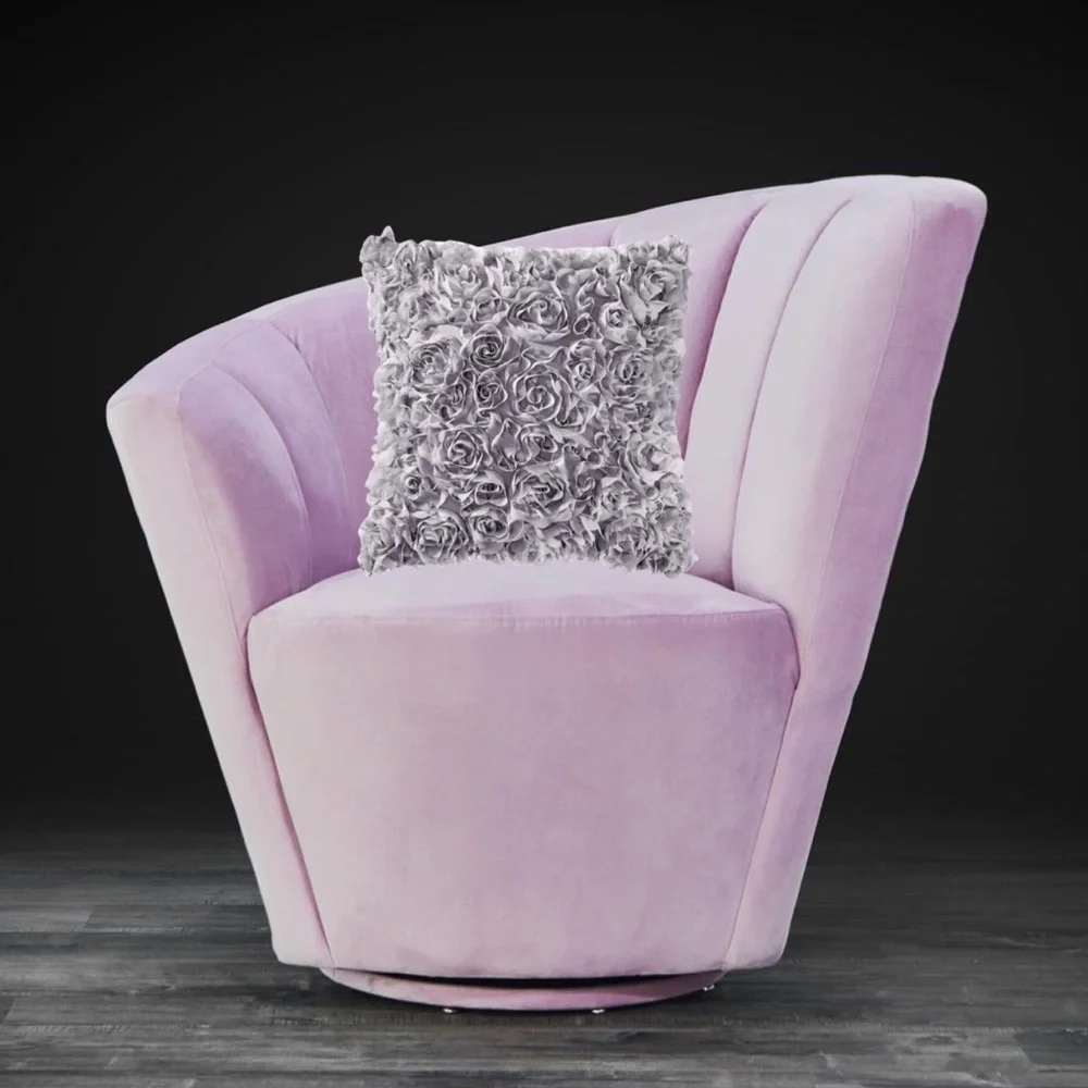 Luxury Home | Elegant Chic Grey 3D Stereo Rose Chiffon Floral Throw Pillow Cover